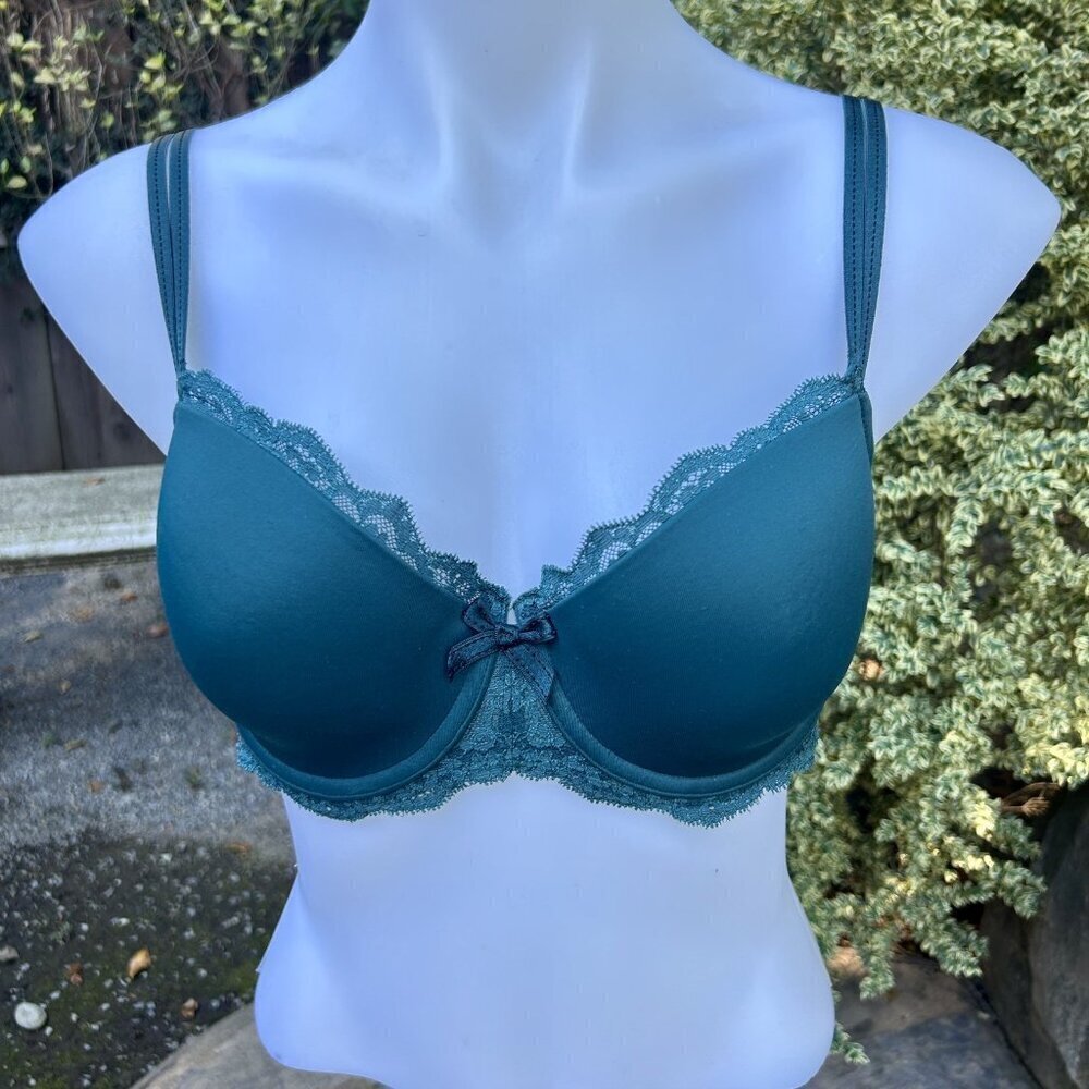 Chantelle Green Rive Gauche T shirt 3086 Balconette Bra 34DD - Picture 9 of 10